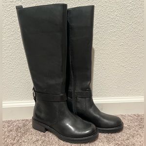 Black Knee High Leather Boots